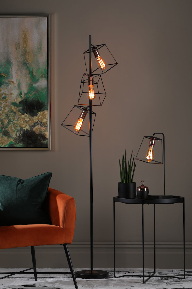 Dar Tower Floor Lamp Black and Copper –  from Amos Lighting + Home