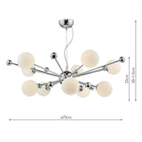 Dar Ursa 10 Light Sputnik Pendant Chandelier Polished Chrome Opal Glass –  from Amos Lighting + Home