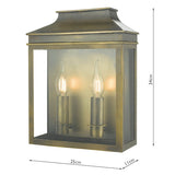 Dar Vapour 2Lt Coach Lantern Outdoor Wall Light Weathered Brass IP44 –  from Amos Lighting + Home