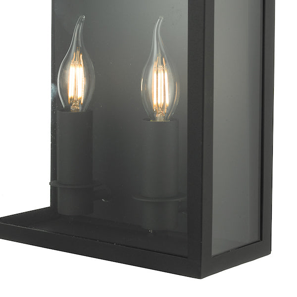 Dar Vapour 2Lt Coach Lantern Wall Light Black IP44 –  from Amos Lighting + Home