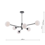 Dar Vignette 6 Light Pendant Matt Black & Opal Glass –  from Amos Lighting + Home