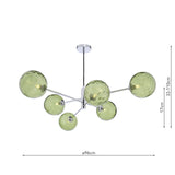 Dar Vignette 6 Light Pendant Polished Chrome & Green Dimpled Glass –  from Amos Lighting + Home