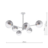 Dar Vignette 6 Light Pendant Polished Chrome & Smoked/Clear Ribbed Glass –  from Amos Lighting + Home