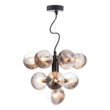 Dar Vine 10 Light Pendant Satin Black & Smoked/Clear Ribbed Glass –  from Amos Lighting + Home