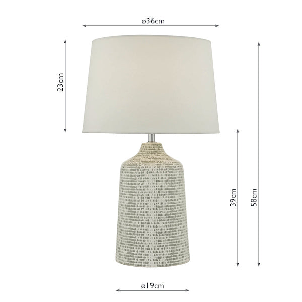 Dar Vondra Table Lamp White and Grey with Linen Shade –  from Amos Lighting + Home