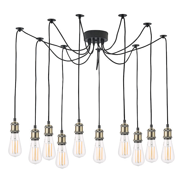 Dar Waco 10 Light Spider Pendant Black & Antique Brass –  from Amos Lighting + Home