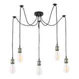 Dar Waco 5 Light Spider Pendant Black & Antique Brass –  from Amos Lighting + Home