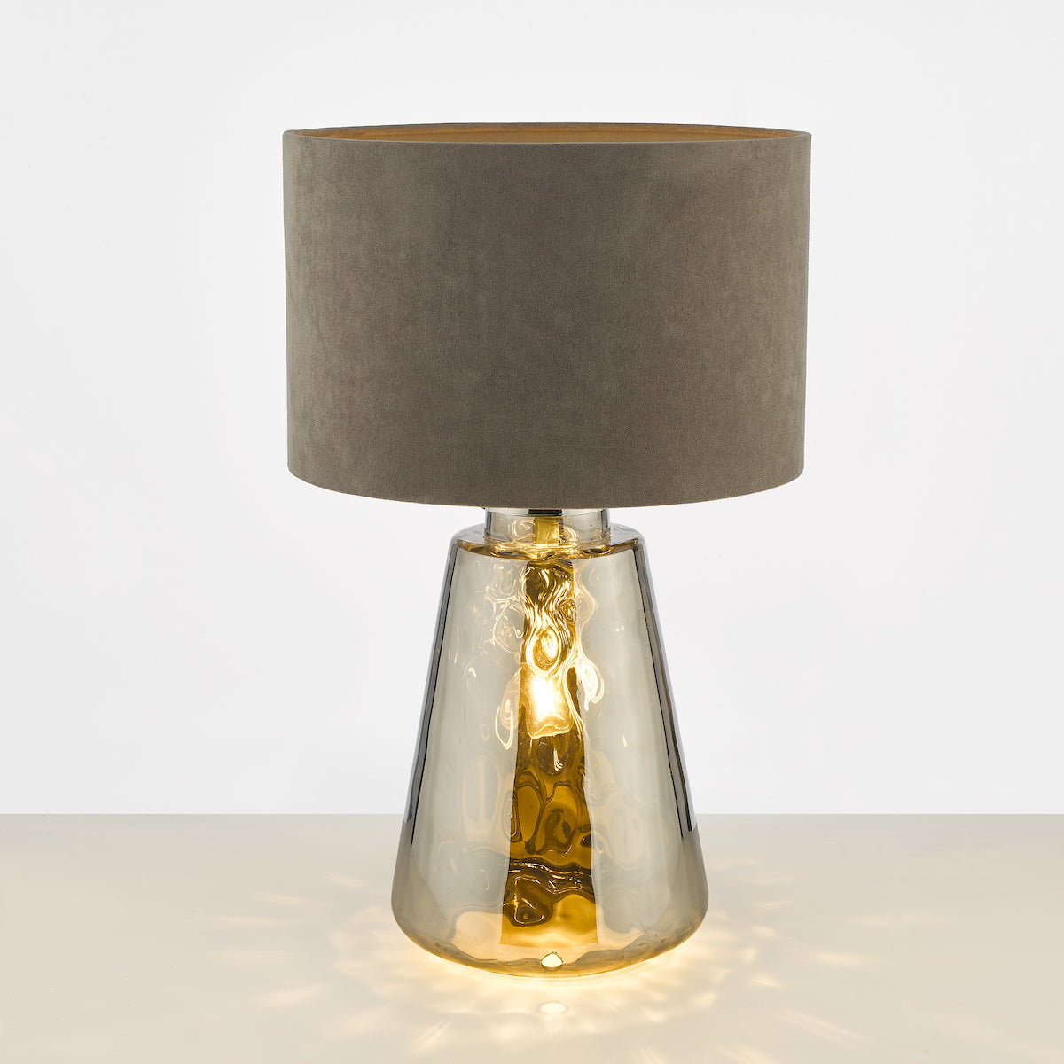 Dar Wycliffe Table Lamp Smoked Glass With Shade –  from Amos Lighting + Home