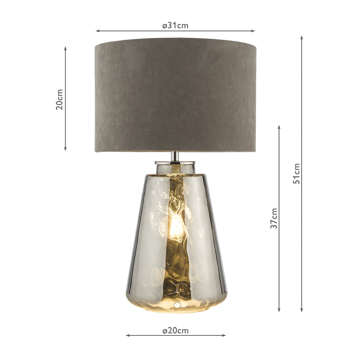 Dar Wycliffe Table Lamp Smoked Glass With Shade –  from Amos Lighting + Home