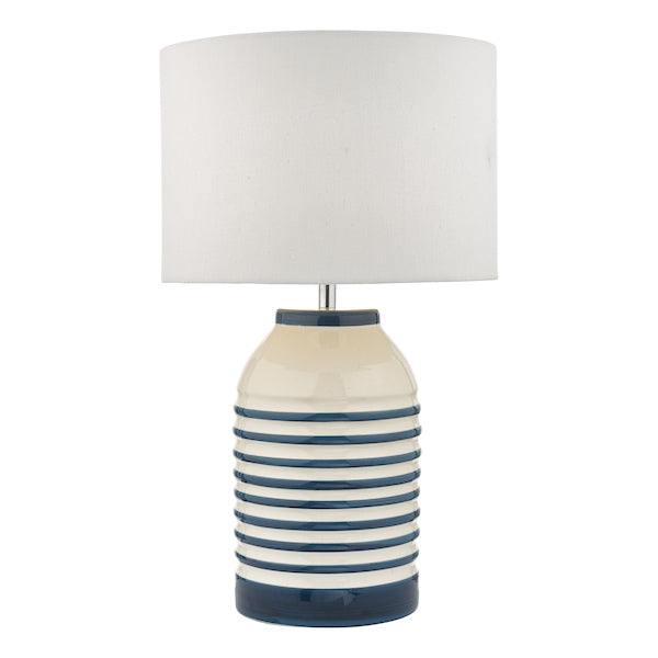 Dar Zabe Table Lamp White and Blue Stripe with Shade –  from Amos Lighting + Home