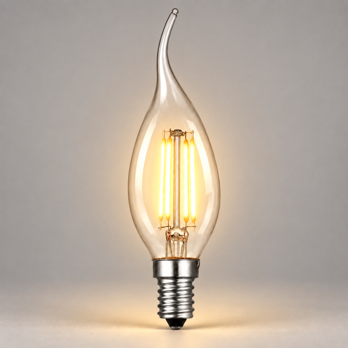 Dar LED Light Bulb E14 4w Clear Candle Flame Tip Dimmable