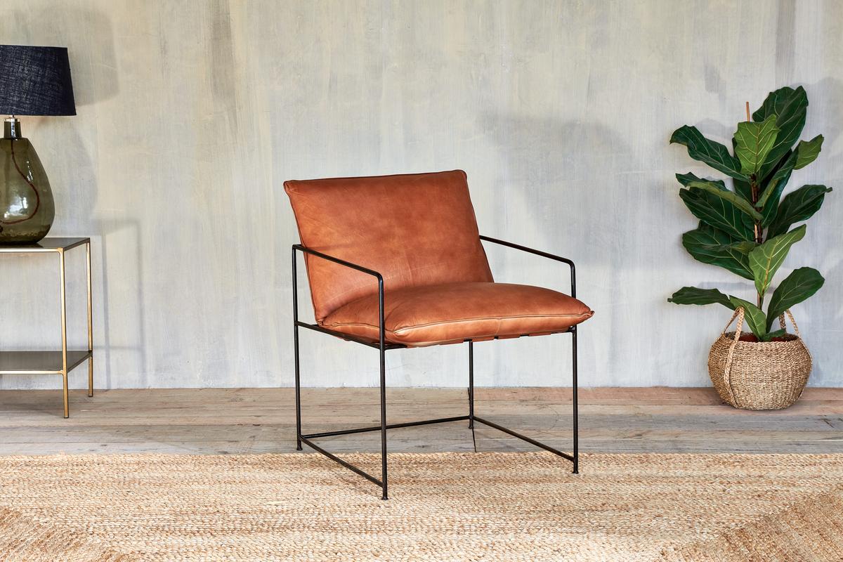 Nkuku Durium Leather Lounger Aged Tan