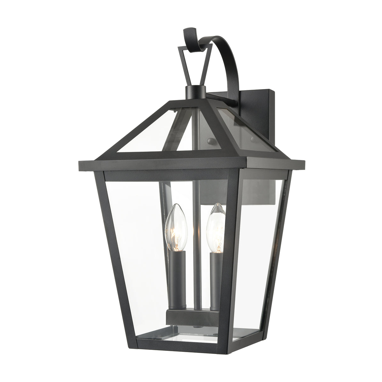 Franklite Dusk 2lt Exterior Lantern Wall light in Matt Black