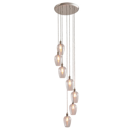 Amos Lucid Bright Nickel & Clear Glass 7 Light Cascade