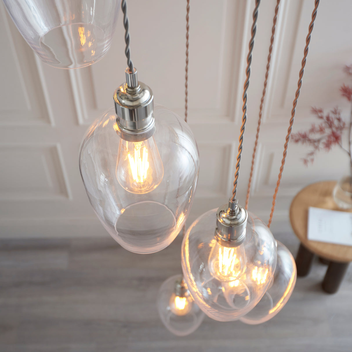 Amos Lucid Bright Nickel & Clear Glass 7 Light Cascade