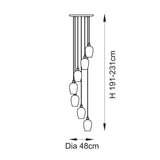 Amos Lucid Bright Nickel & Clear Glass 7 Light Cascade