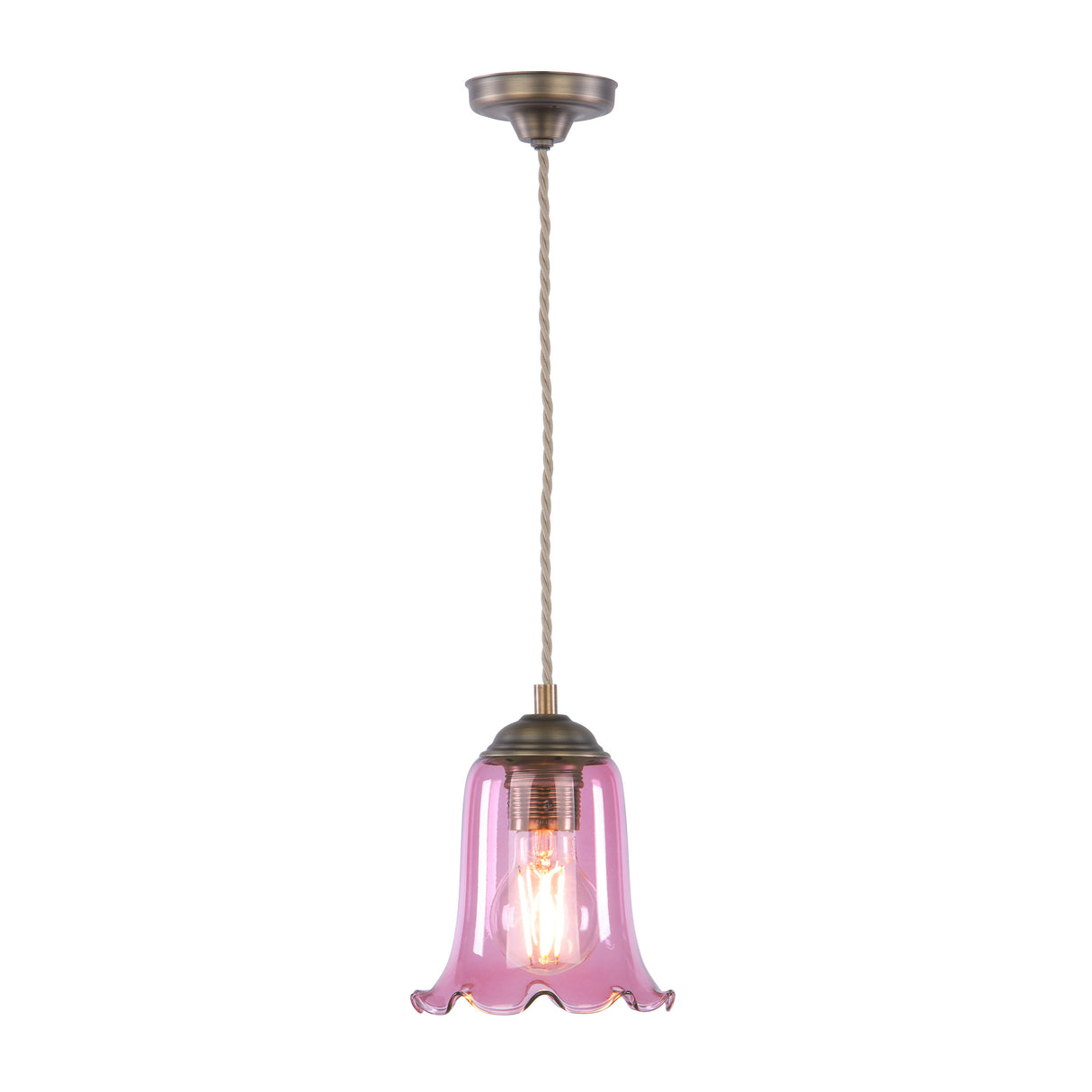 David Hunt Ebba Pendant Azalea Glass and Antique Brass