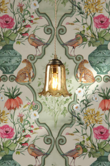 David Hunt Ebba Pendant Tobacco Glass and Antique Brass