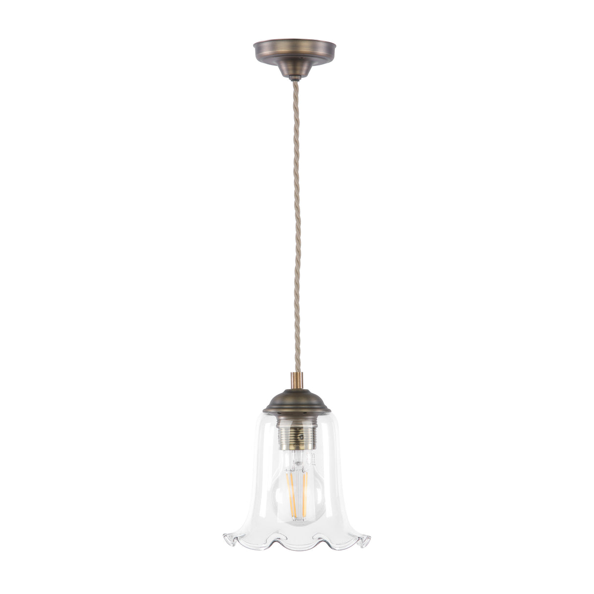 David Hunt Ebba Pendant Clear Glass and Antique Brass
