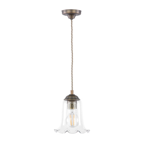 David Hunt Ebba Pendant Clear Glass and Antique Brass