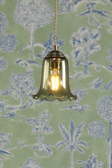 David Hunt Ebba Pendant Moss Glass and Antique Brass