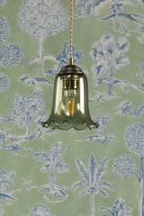 David Hunt Ebba Pendant Moss Glass and Antique Brass