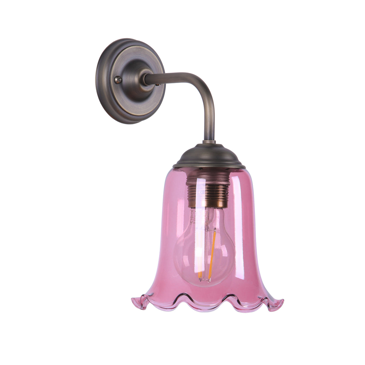 David Hunt Ebba Wall Light Azalea Glass and Antique Brass