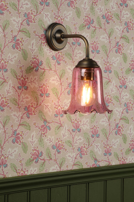 David Hunt Ebba Wall Light Azalea Glass and Antique Brass