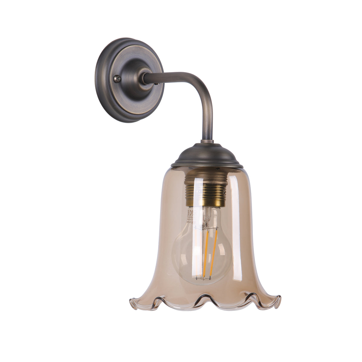 David Hunt Ebba Wall Light Tobacco Glass and Antique Brass