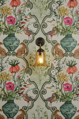 David Hunt Ebba Wall Light Tobacco Glass and Antique Brass