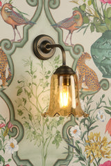 David Hunt Ebba Wall Light Tobacco Glass and Antique Brass