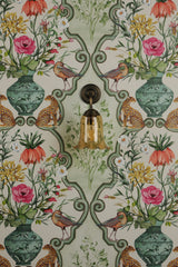 David Hunt Ebba Wall Light Tobacco Glass and Antique Brass