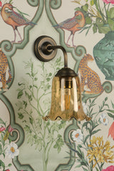 David Hunt Ebba Wall Light Tobacco Glass and Antique Brass