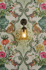 David Hunt Ebba Wall Light Tobacco Glass and Antique Brass