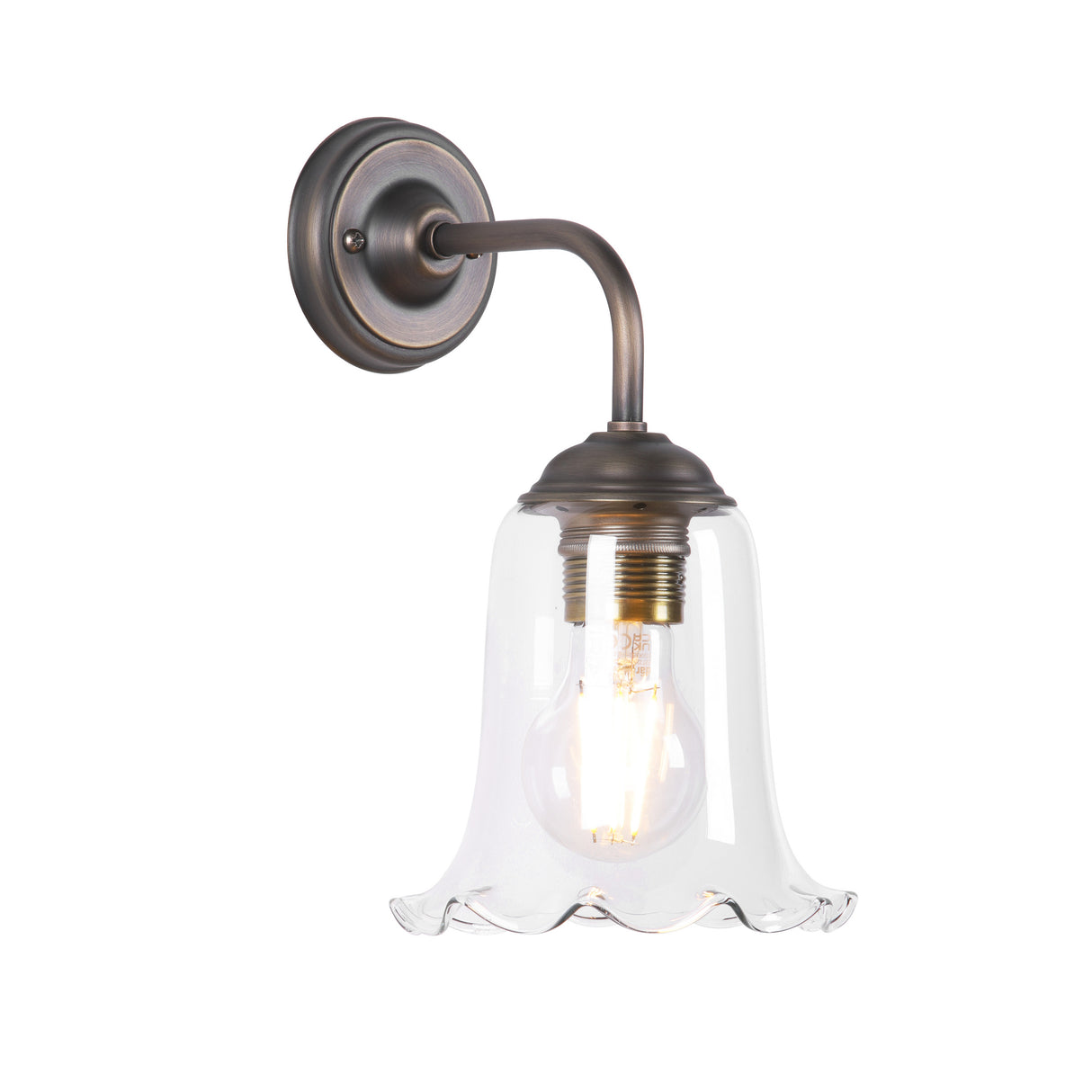 David Hunt Ebba Wall Light Clear Glass and Antique Brass