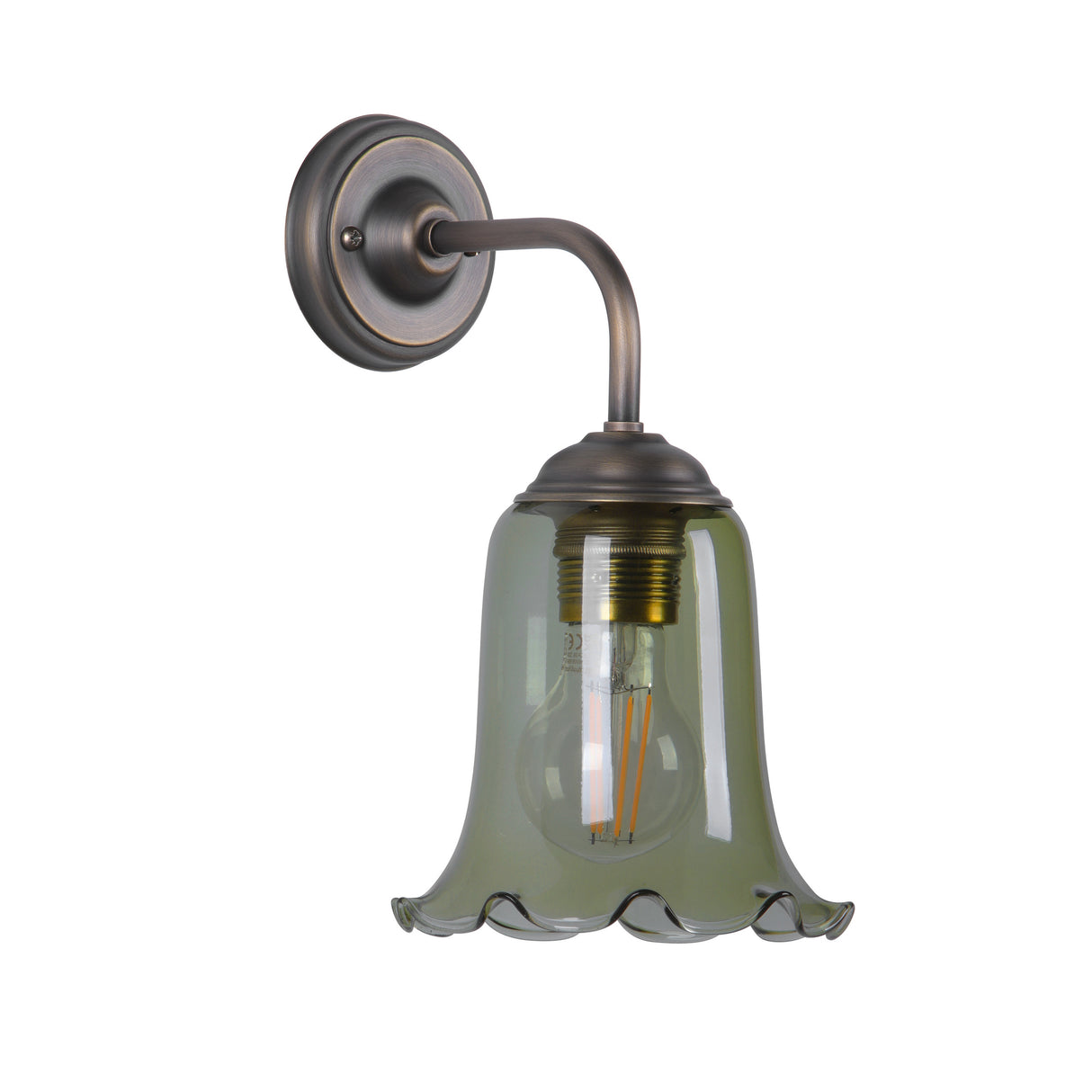 David Hunt Ebba Wall Light Moss Glass and Antique Brass