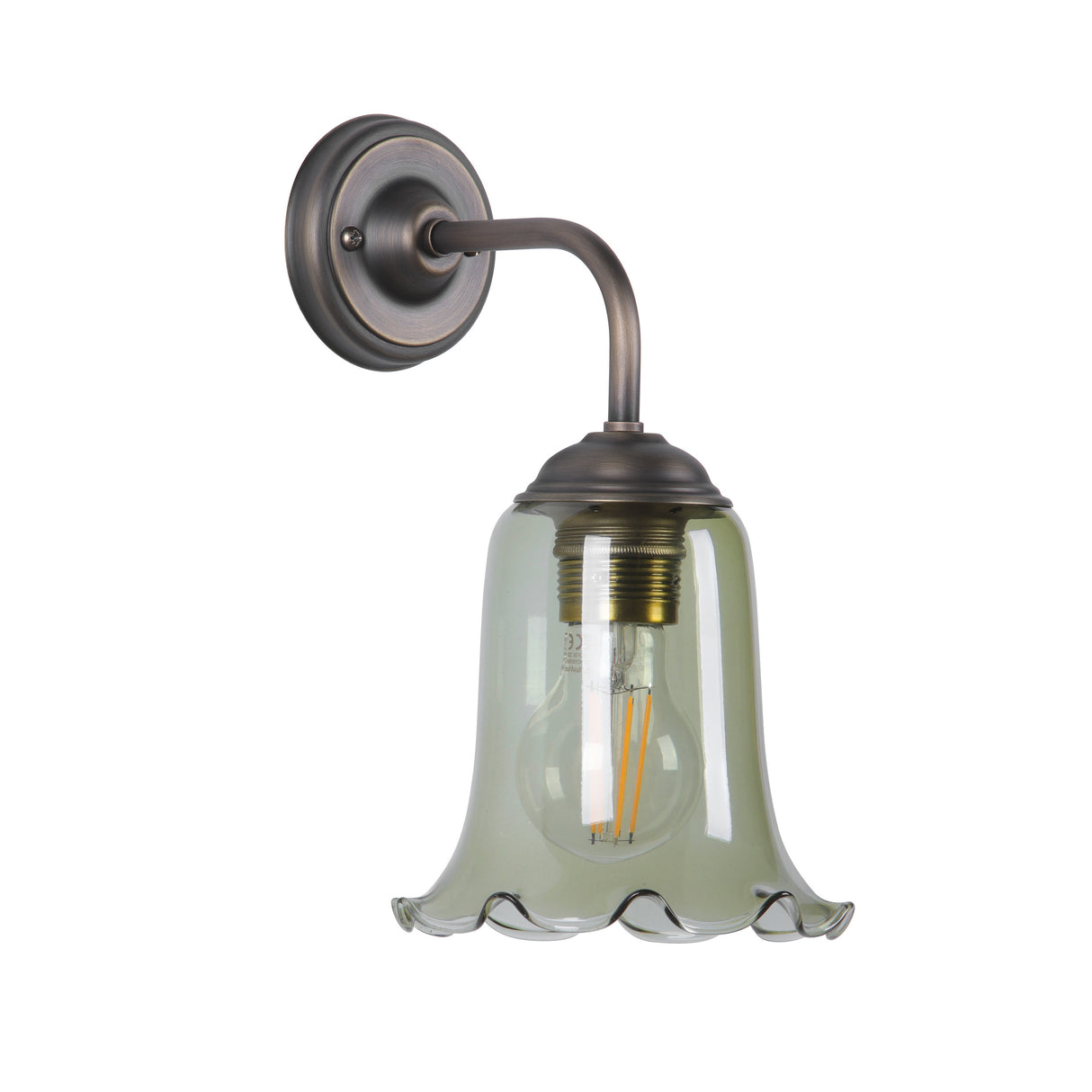 David Hunt Ebba Wall Light Moss Glass and Antique Brass