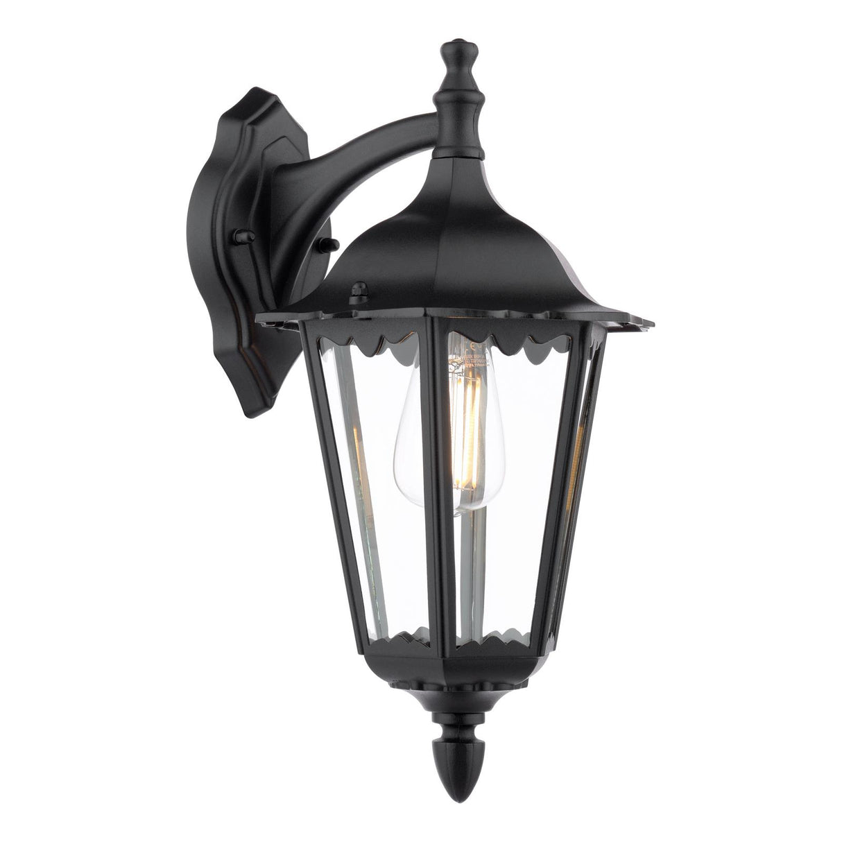 Dar Eddard Outdoor Wall Light Matt Black and Glass IP44