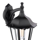 Dar Eddard Outdoor Wall Light Matt Black and Glass IP44