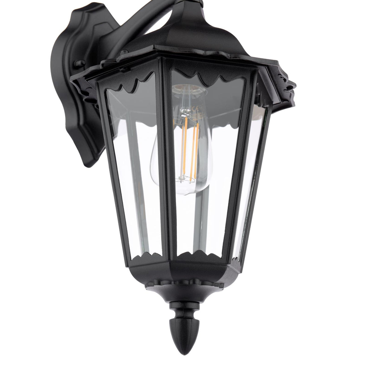 Dar Eddard Outdoor Wall Light Matt Black and Glass IP44