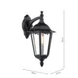 Dar Eddard Outdoor Wall Light Matt Black and Glass IP44