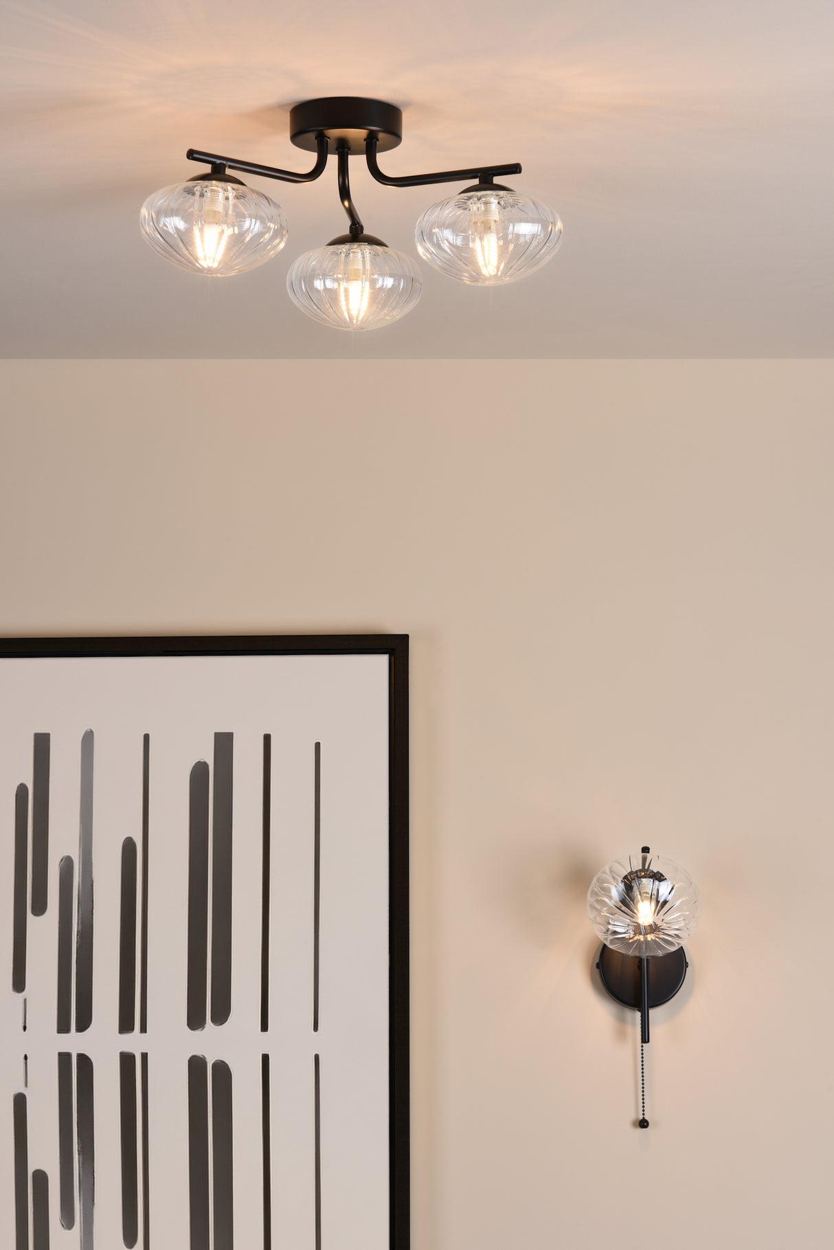 Dar Ede Wall Light Matt Black and Glass