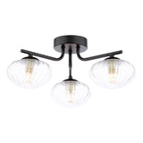 Dar Ede 3 Light Semi-Flush Matt Black and Glass