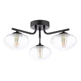 Dar Ede 3 Light Semi-Flush Matt Black and Glass