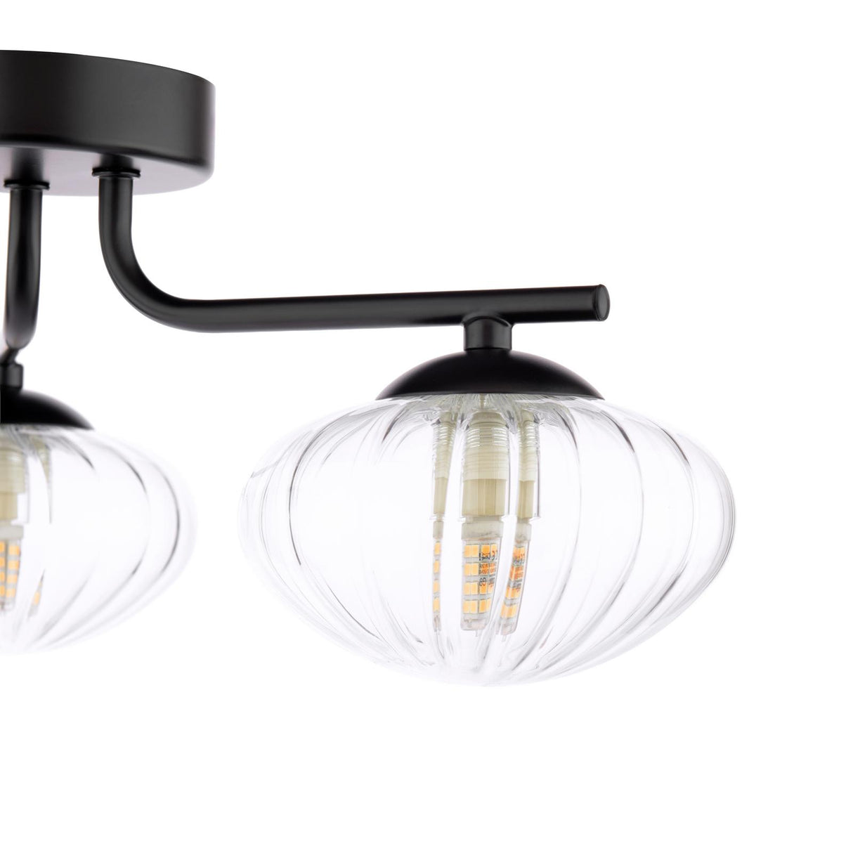 Dar Ede 3 Light Semi-Flush Matt Black and Glass