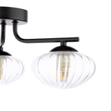Dar Ede 3 Light Semi-Flush Matt Black and Glass