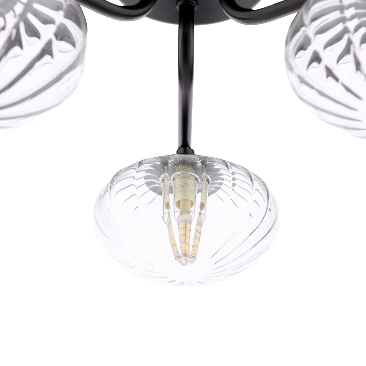 Dar Ede 3 Light Semi-Flush Matt Black and Glass