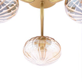 Dar Ede 3 Light Semi-Flush Satin Gold and Amber Glass