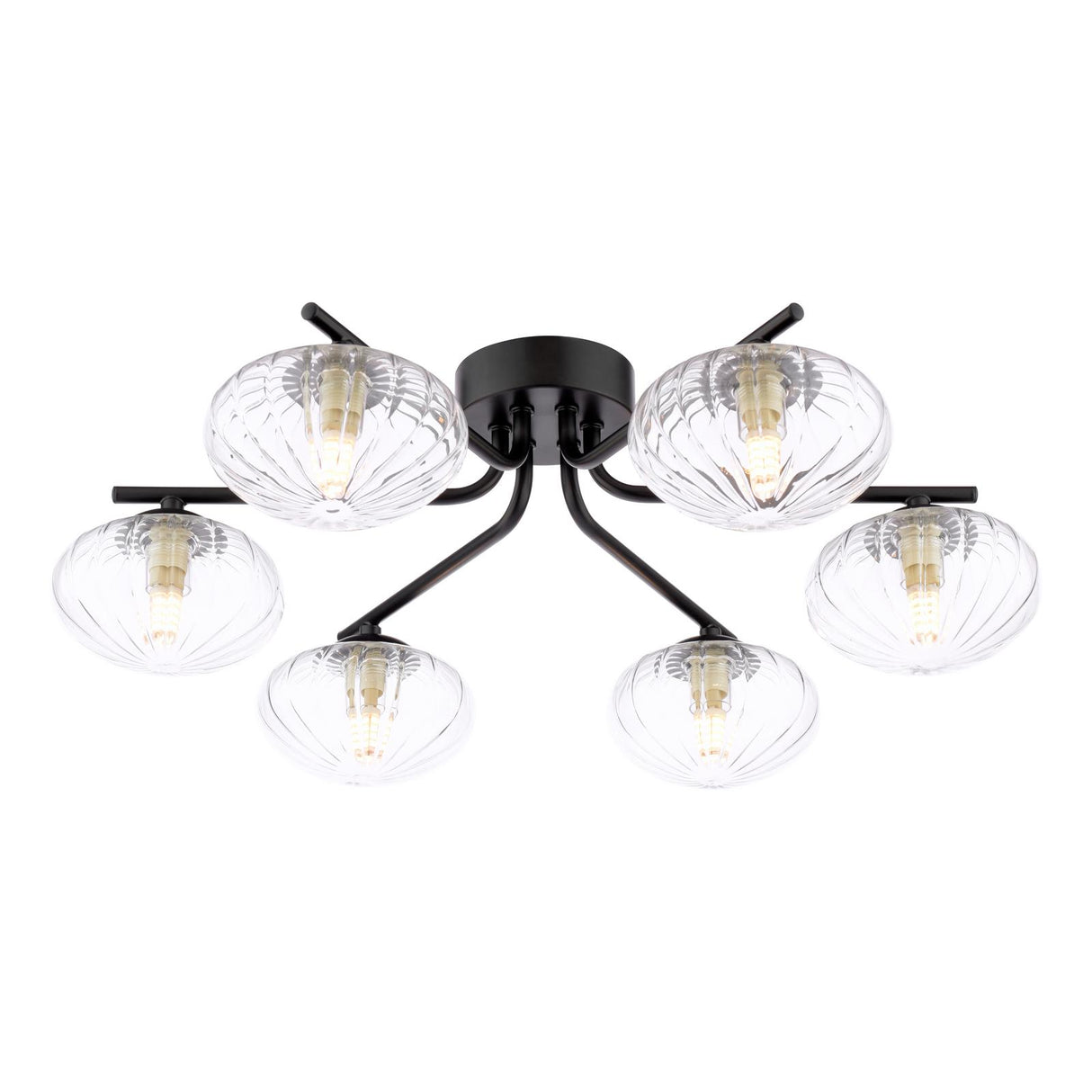 Dar Ede 6 Light Semi-Flush Matt Black and Glass