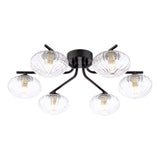 Dar Ede 6 Light Semi-Flush Matt Black and Glass